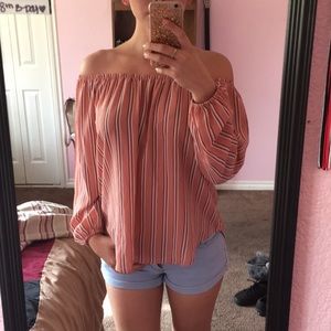Off the shoulder long sleeve shirt